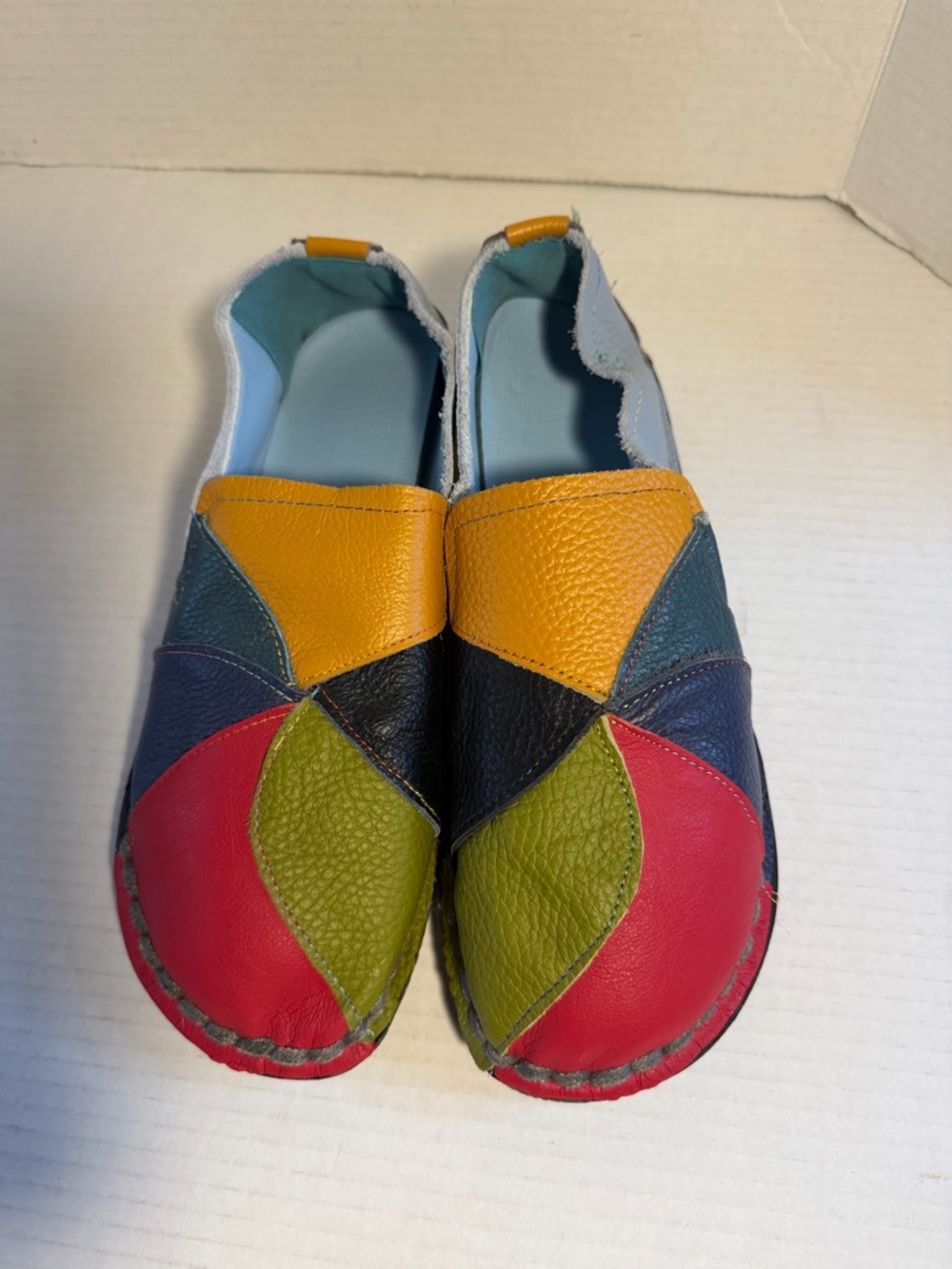 Women’s Multicolor Patchwork Handmade Leather Slip-On Loafer Flats
